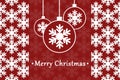 Christmas card on a red background, a Christmas ball in sparks and snowflakes with the inscription Merry Christmas. Festive vector Royalty Free Stock Photo