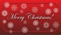 Christmas card. red background and group of snowflakes Royalty Free Stock Photo