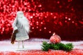 Christmas card on a red background. Santa Claus,