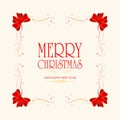 Christmas card with red bow - vector