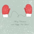 Christmas card red mittens design vector illustration Royalty Free Stock Photo