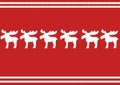 Christmas Card in red with white reindeers and stripes Royalty Free Stock Photo