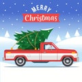 Pickup Truck With Christmas Tree