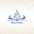 Christmas card reindeer and tree decoration elements background Royalty Free Stock Photo