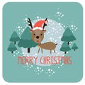 Christmas Card with Reindeers