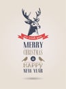 Christmas card, retro air mail concept with deer