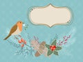 Christmas card with Robin bird