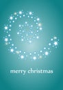 Christmas card with rotating stars on a blue background