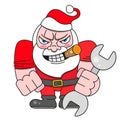 Christmas card Santa biker. Vector Santa Claus