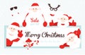 Christmas Card with Santa Claus. Collection of Christmas Santa Claus. Xmas border. Royalty Free Stock Photo