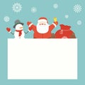 Christmas card with Santa Claus and friends. Greeting card. Vector