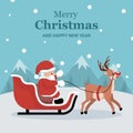 Christmas card of Santa Claus in his sleigh Royalty Free Stock Photo