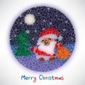 Christmas card with Santa Claus style blurred round