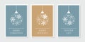 christmas card set with hangin ball decoratoin with snowflakes