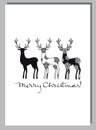 Christmas card with a silhouette of a deer and an artistic drawing text Royalty Free Stock Photo
