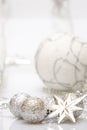 Christmas card with silver star and balls Royalty Free Stock Photo