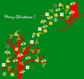 Christmas card with a simple green background Royalty Free Stock Photo