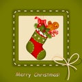 Christmas card. stocking with red ball Royalty Free Stock Photo