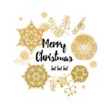 Christmas card with Stylish gold Christmas