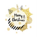 Christmas card with Stylish gold Christmas