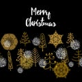 Christmas card with Stylish gold Merry Christmas Royalty Free Stock Photo