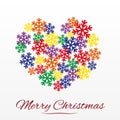 Christmas card with stylized heart from snowflakes