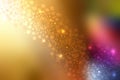 Christmas card template. Abstract festive gradient gold yellow pink blue xmas or New Year background texture with blurred bokeh Royalty Free Stock Photo