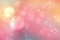 Christmas card template. Abstract festive gradient pink orange winter christmas or New Year background texture with blurred bokeh