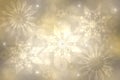 Christmas card template. Abstract festive light gold yellow white winter christmas or New Year background with blurred bokeh Royalty Free Stock Photo