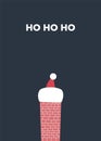 Christmas card template Santa Claus in chimney, vector concept. funny cartoon, festive holiday illustration.