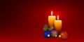 Christmas Card Template with Two Vector Candles and Red Background Royalty Free Stock Photo