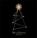 Christmas card with Christmas tree and shining star at the top Royalty Free Stock Photo