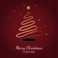 Christmas card with Christmas tree and shining star at the top Royalty Free Stock Photo