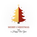 Christmas card with Christmas tree and shining star at the top Royalty Free Stock Photo