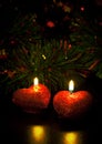 Christmas card with two candles Royalty Free Stock Photo