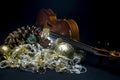 Christmas card with violin Royalty Free Stock Photo