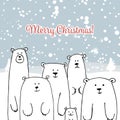 Christmas card with white bears family