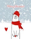 Christmas card with white santa bear