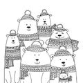 Christmas card with white santa bears family