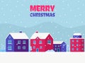 Christmas card with winter cityscape. Modern concept vector illustration with urban winter landscape Royalty Free Stock Photo