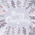 Christmas card with winter decorative elements