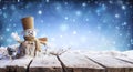 Christmas Card - Winter Incoming - Snowman Royalty Free Stock Photo