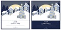 Christmas card winter vilage, landscape