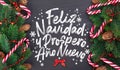 Christmas card with wishes words in Spanish