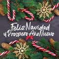 Christmas card with wishes words in Spanish