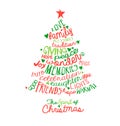 Christmas Card Word Cloud tree design Royalty Free Stock Photo