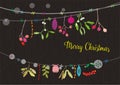 Christmas cards, Christmas garlands, twig, jars and ornaments, Merry Christmas wishes