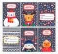 Cute animals Christmas cards set Royalty Free Stock Photo