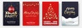 Christmas cards. Design layouts for Merry Xmas. Posters with garland, ball, other Christmas decorations and lettering Royalty Free Stock Photo