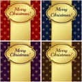 Christmas cards with gold tags. Vector illustration. Royalty Free Stock Photo